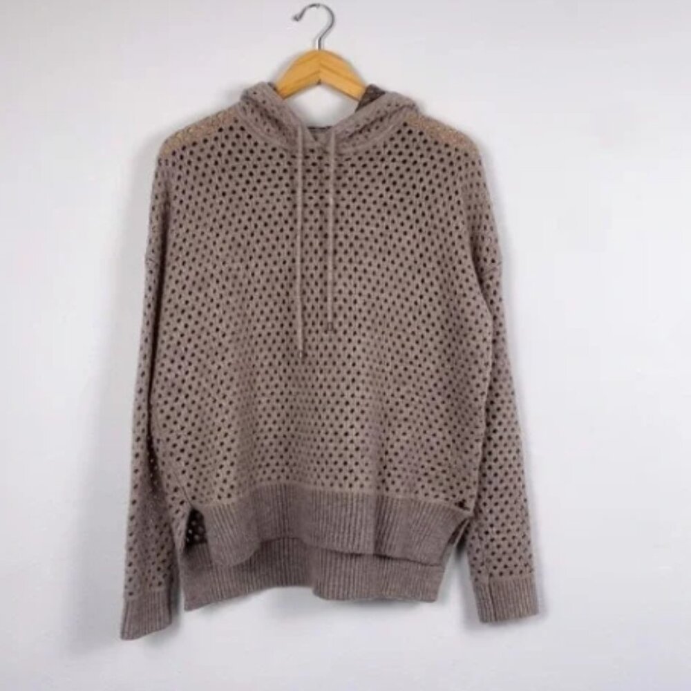 One Grey Day Netted Hooded Pullover Sweater XS